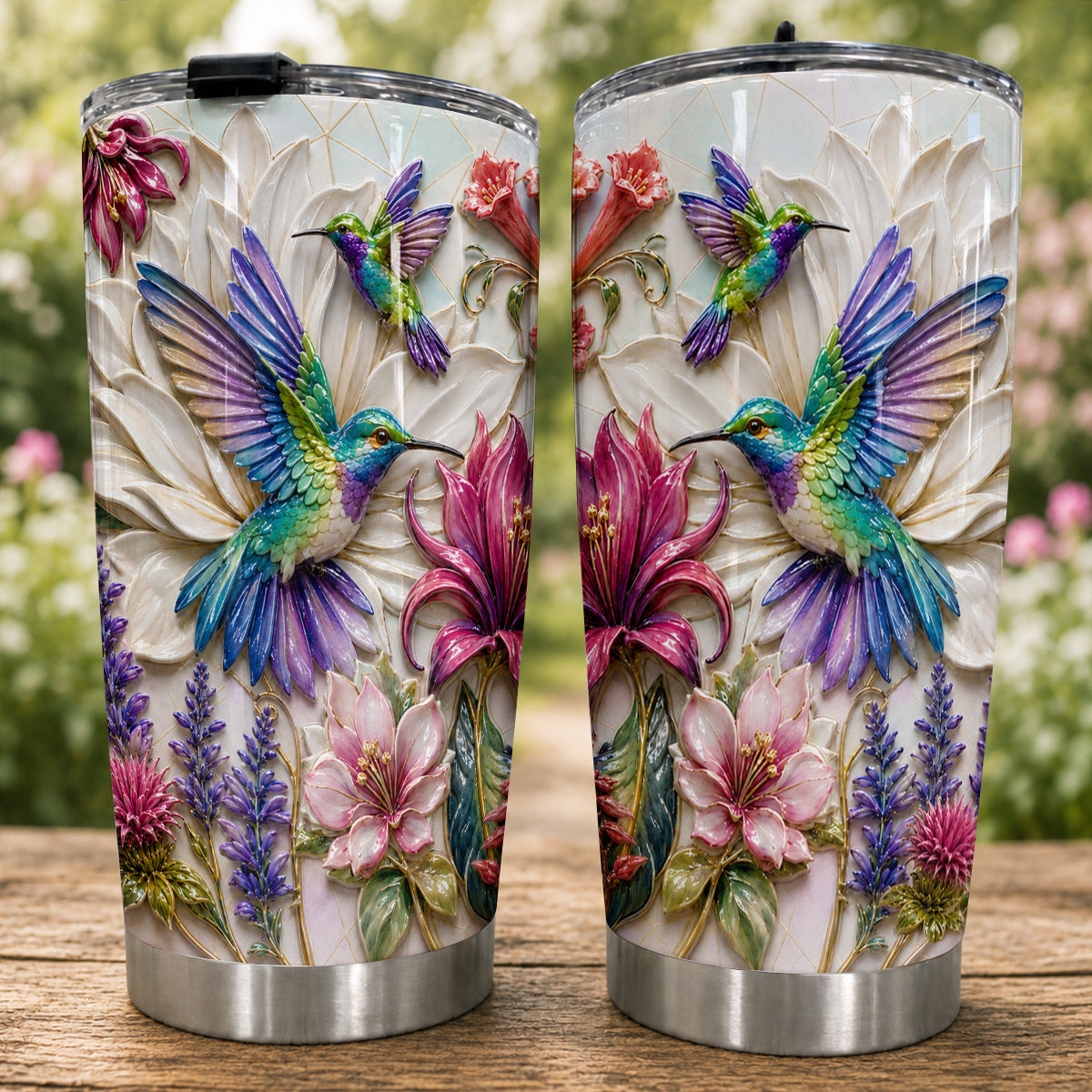Hummingbird 20 oz Tumbler Hummingbird Garden Bloom Harmony