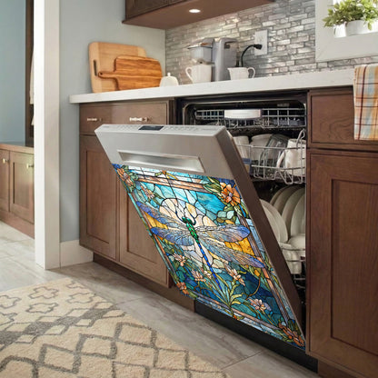 Dragonfly Magnetic Dishwasher Cover Dragonfly Grace In Stained Glass