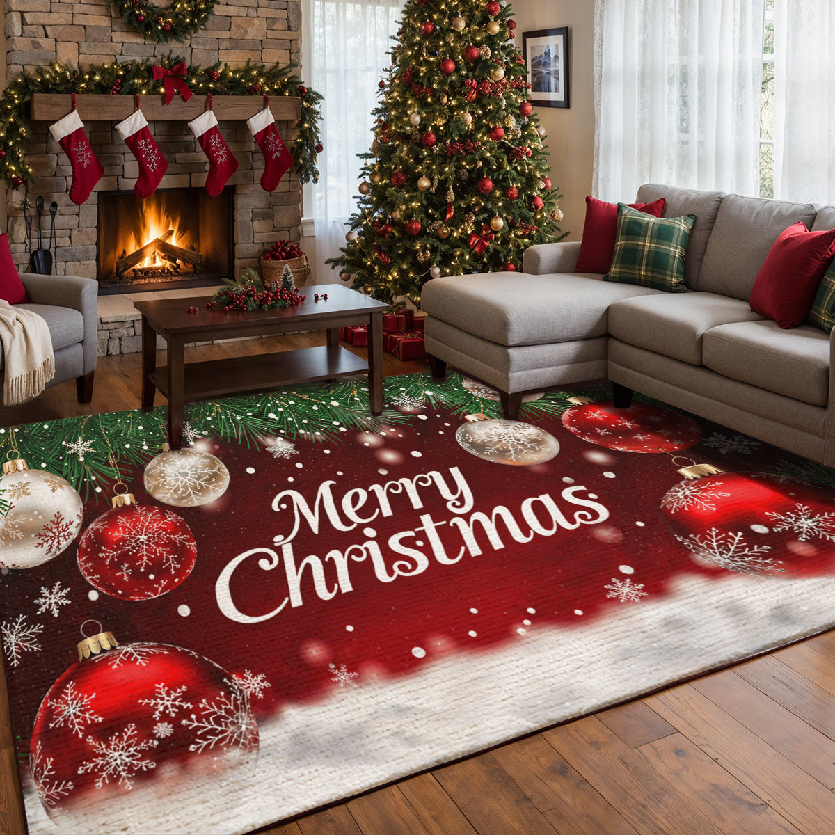 Christmas Area Rug Snowfall Wishes & Christmas Glow