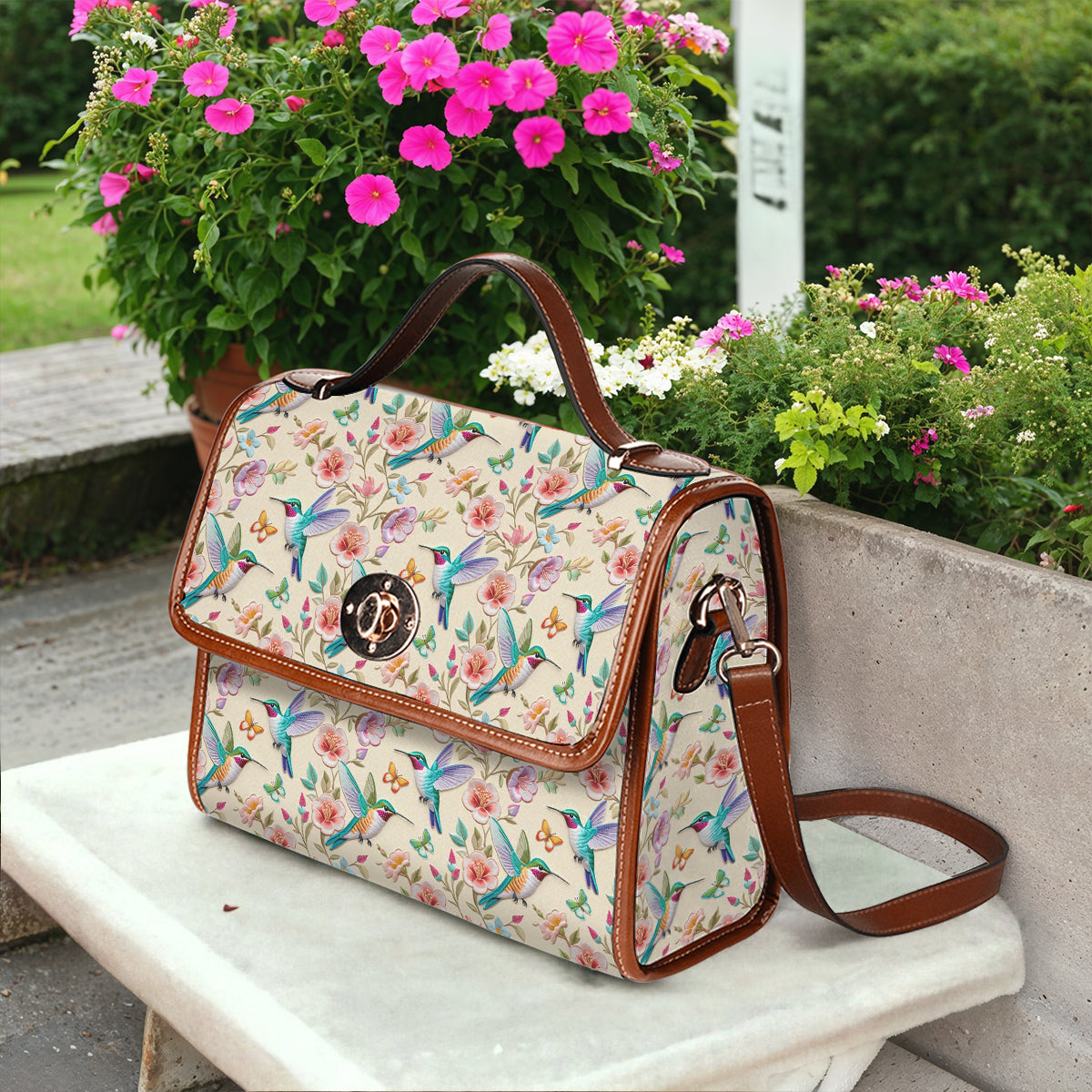 Hummingbird Satchel Handbag Humming Blossoms