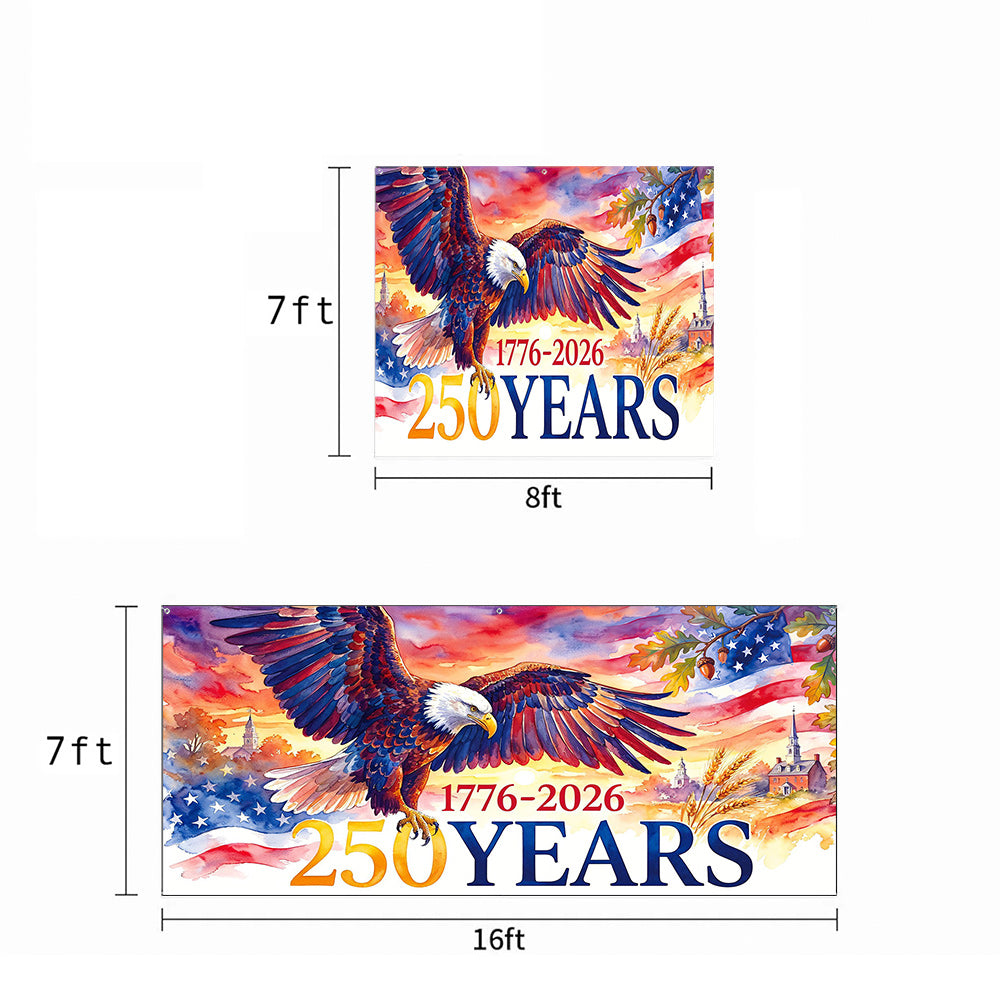 Patriotic Garage Door Banner Decoration - Wings of Freedom 1776–2026