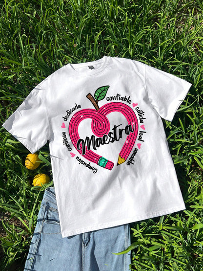 Spanish Teacher Graphic Tee Maestra’s Pink Heart
