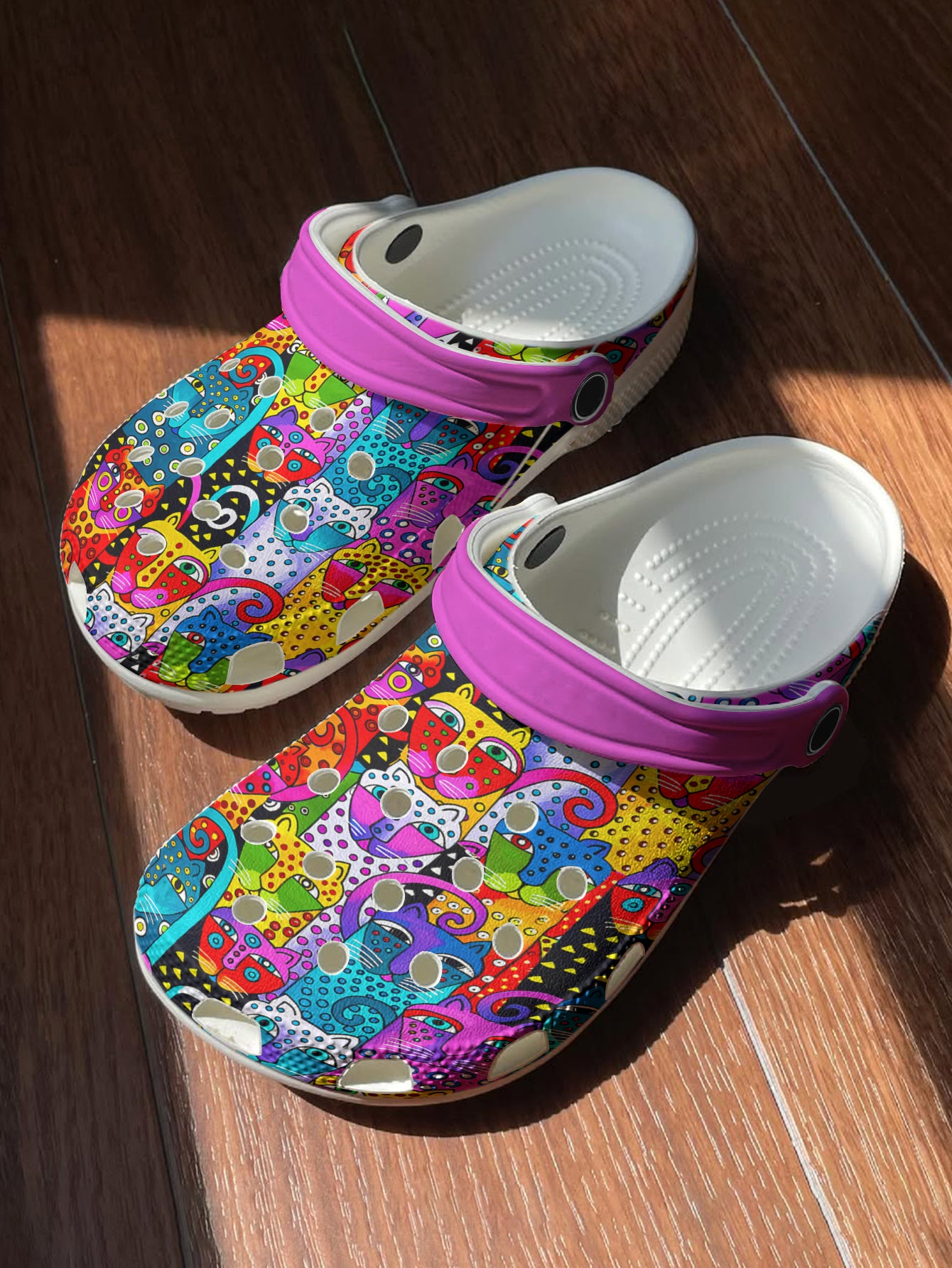 Cat Graphic Clogs Abstract Cats