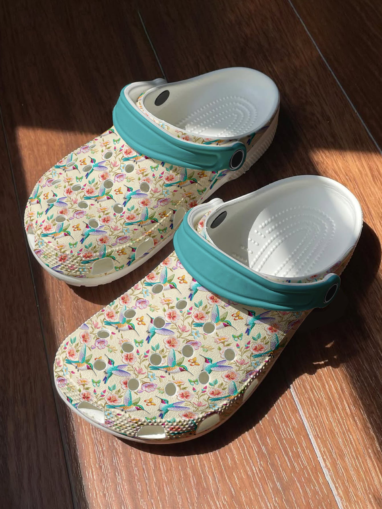 Hummingbird Graphic Clogs Humming Blossoms