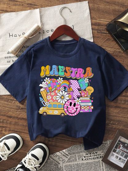 Spanish Teacher Graphic Tee Retro Maestra