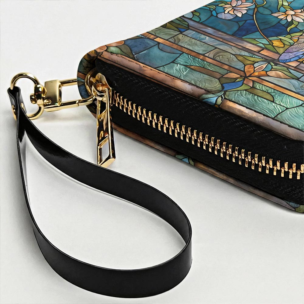 Dragonfly Leather Wallet Dragonfly Grace In Stained Glass