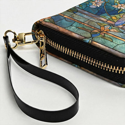 Dragonfly Leather Wallet Dragonfly Grace In Stained Glass