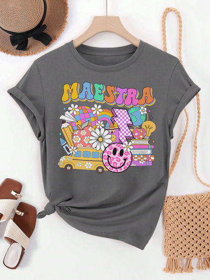 Spanish Teacher Graphic Tee Retro Maestra