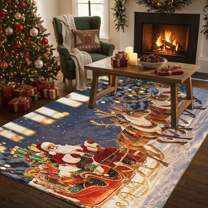 Christmas Area Rug Santa’s Magical Sleigh