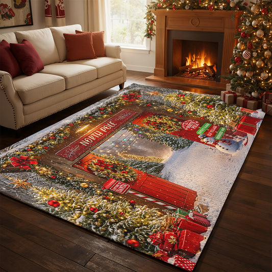 Christmas Area Rug Gateway to the North Pole Magic