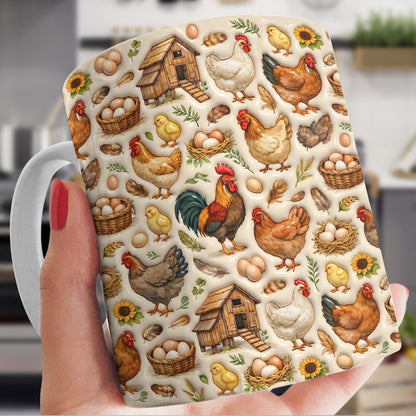 Chicken Ceramic Mug Farmhouse Chicken Harvest
