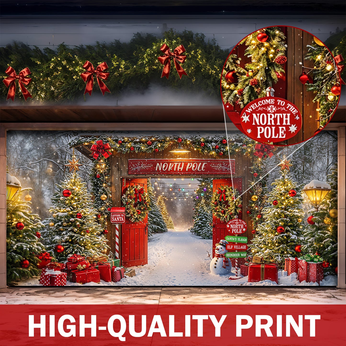 Christmas Garage Door Banner Decoration - Gateway to the North Pole Magic