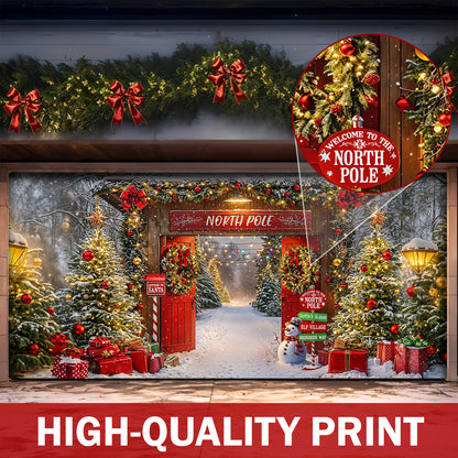 Christmas Garage Door Banner Decoration - Gateway to the North Pole Magic