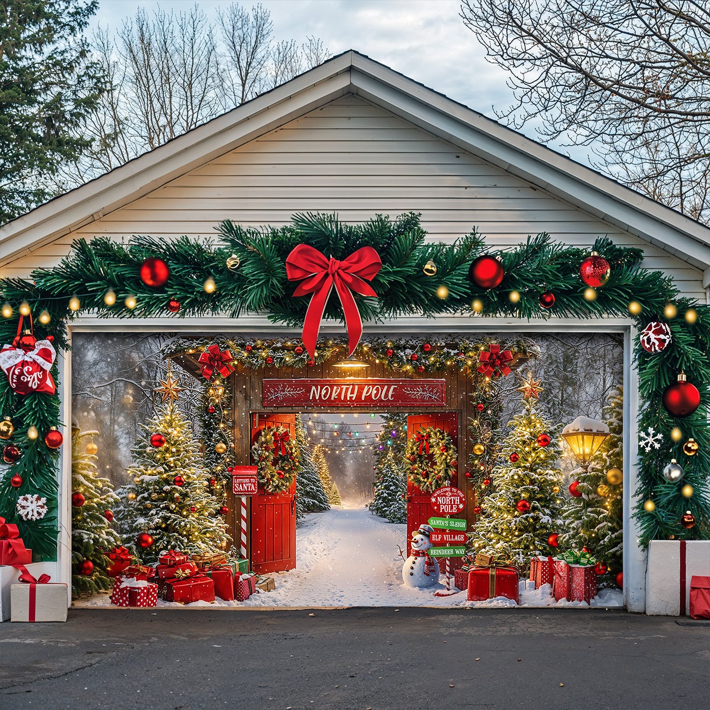 Christmas Garage Door Banner Decoration - Gateway to the North Pole Magic