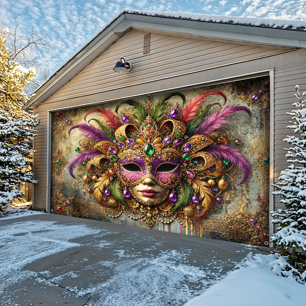 Mardi Gras Garage Door Banner Decoration - Queen of Carnival Radiance