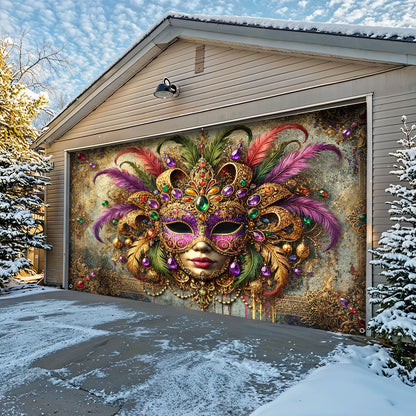 Mardi Gras Garage Door Banner Decoration - Queen of Carnival Radiance