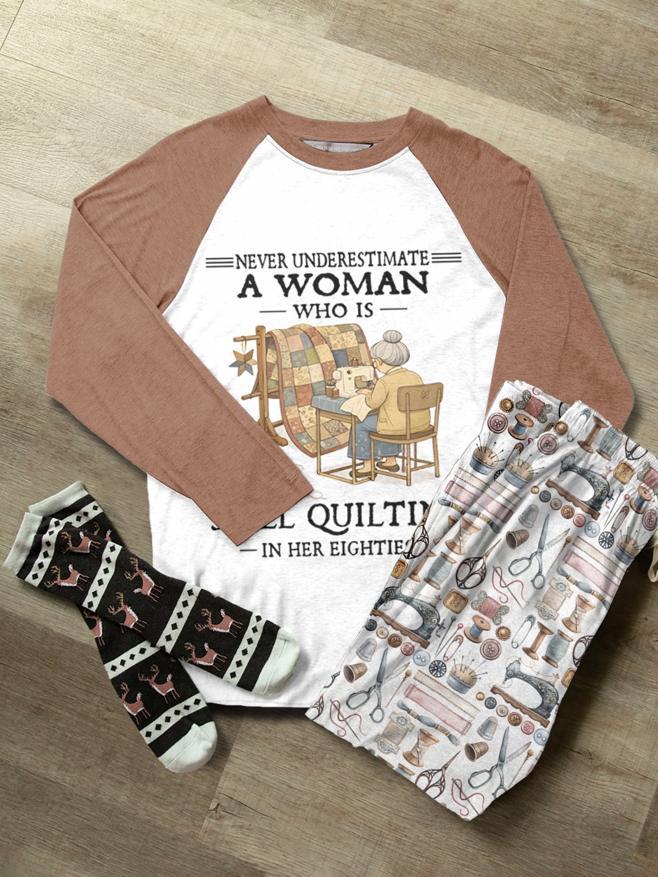 Sewing Lover Raglan Lounge Pajamas A Woman Who Is Still Quilting In Her 60s, 70s, 80s, 90s
