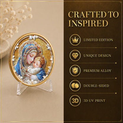 Our Lady of Grace Premium 3D Commemorative Coin – Hail Mary Prayer Keepsake