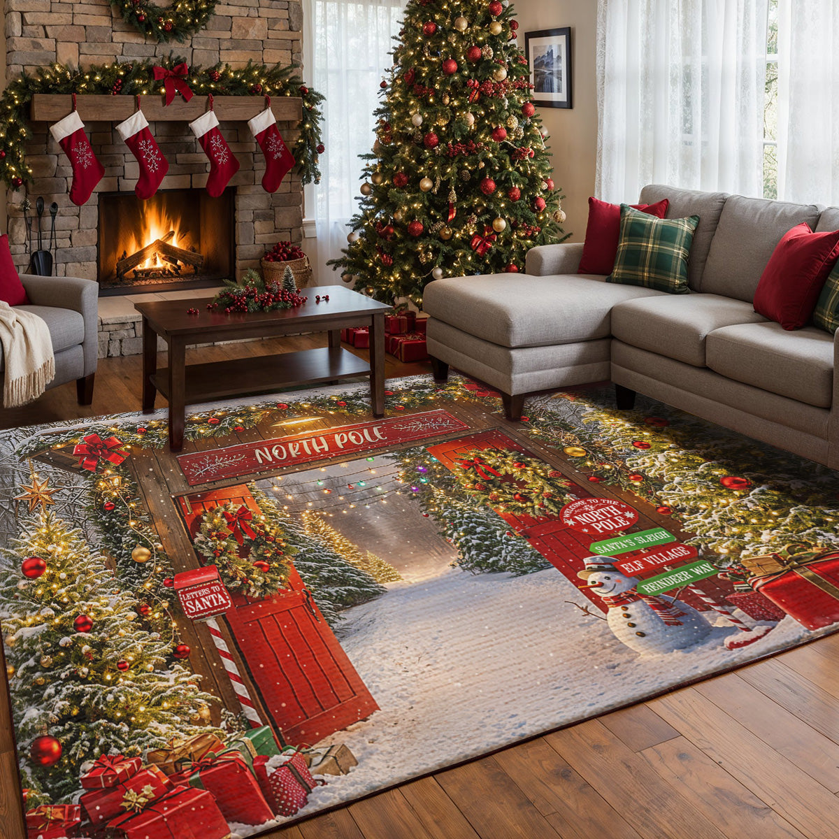 Christmas Area Rug Gateway to the North Pole Magic