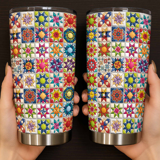 Sewing Lover 20 oz Tumbler Colorful Star Quilt Blocks