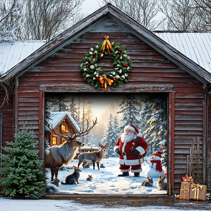 Christmas Garage Door Banner Decoration - Santa’s Woodland Wonder