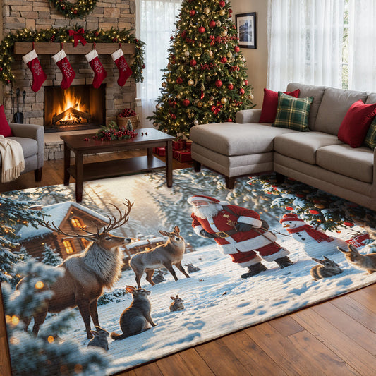 Christmas Area Rug Santa’s Woodland Wonder