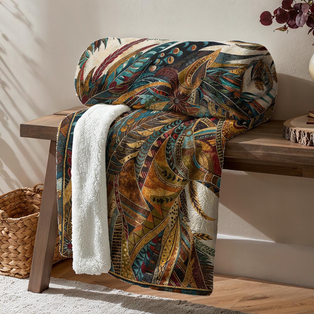 Boho Western Horse Fleece Blanket Harvest Wind Horse