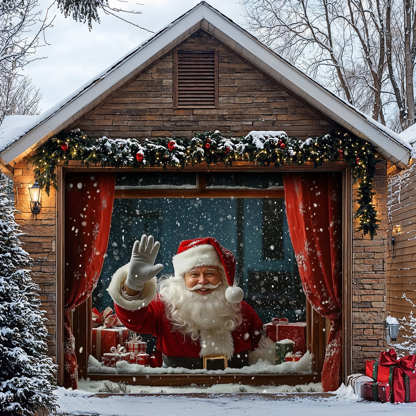 Christmas Garage Door Banner Decoration - Shineful Garage Door Banner Decoration - Santa Spreading Christmas Cheer