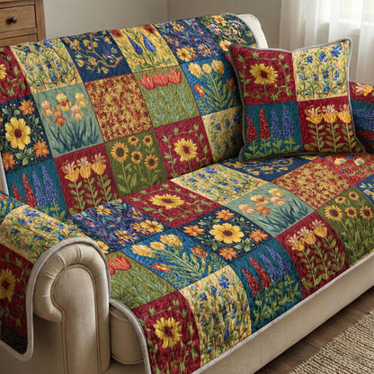 Rustic Bloom Quilted Sofa Cover