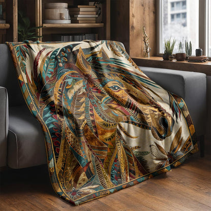 Boho Western Horse Fleece Blanket Harvest Wind Horse