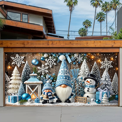 Christmas Garage Door Banner Decoration - Winter Wishes in a Gnome Wonderland