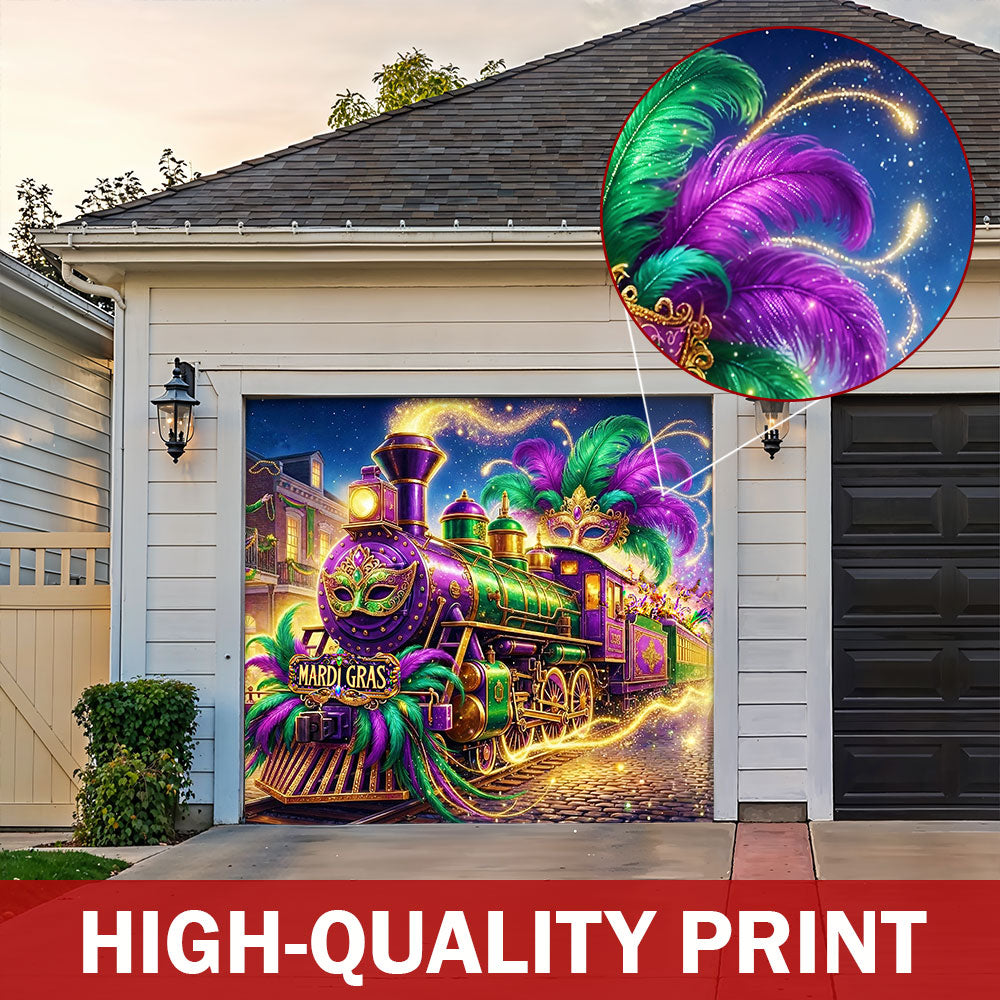Mardi Gras Garage Door Banner Decoration - The Grand Mardi Gras Train