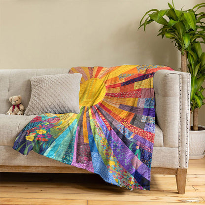 Boho Fleece Blanket Cheerful Sunshine