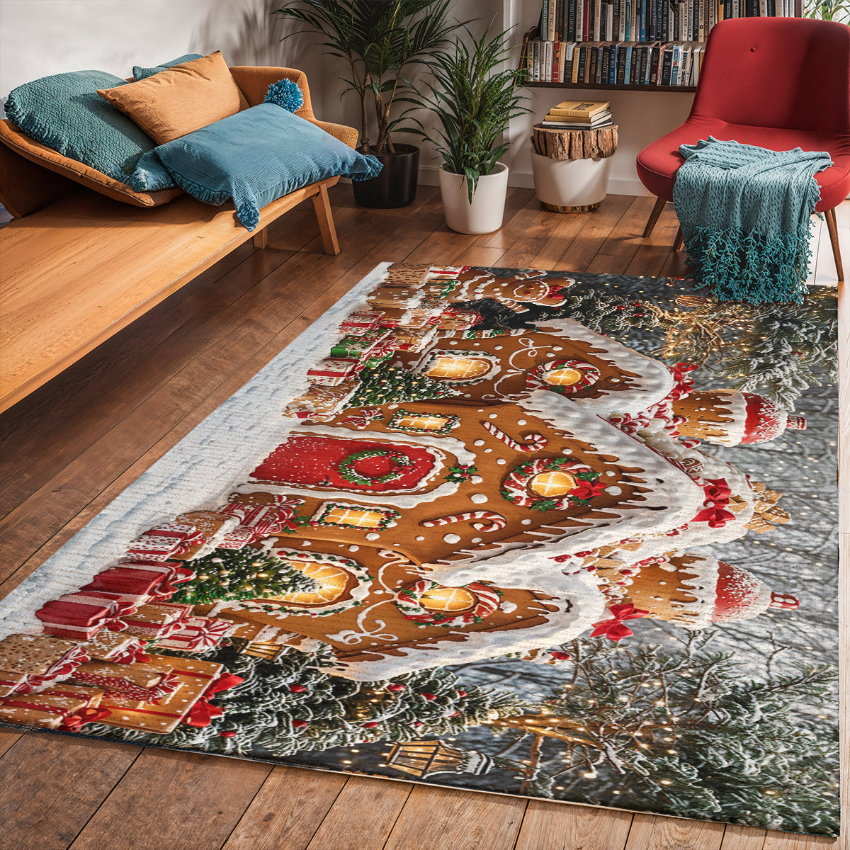 Christmas Area Rug Enchanted Gingerbread Wonderland