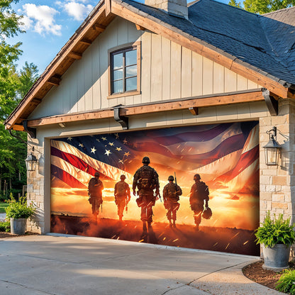 Patriotic Garage Door Banner - Defenders of the Flag Honoring Our Heroes
