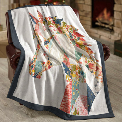 Horse Fleece Blanket Charming Floral Horse