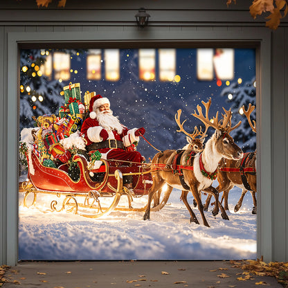 Christmas Garage Door Banner Decoration - Santa’s Magical Sleigh