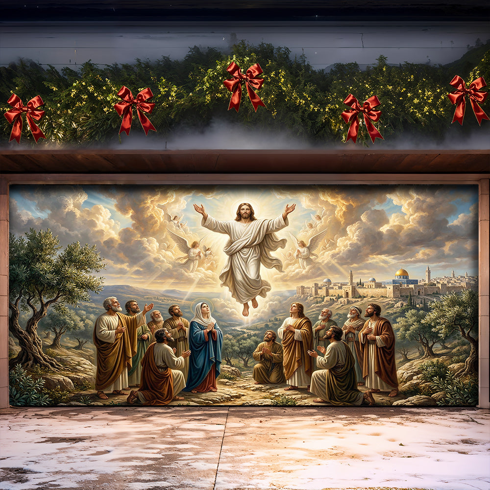 God Garage Door Banner Decoration - The Ascension on the Mount of Olives