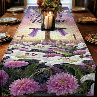 Christian Easter Quilted Table Runner Risen In Eternal Glory
