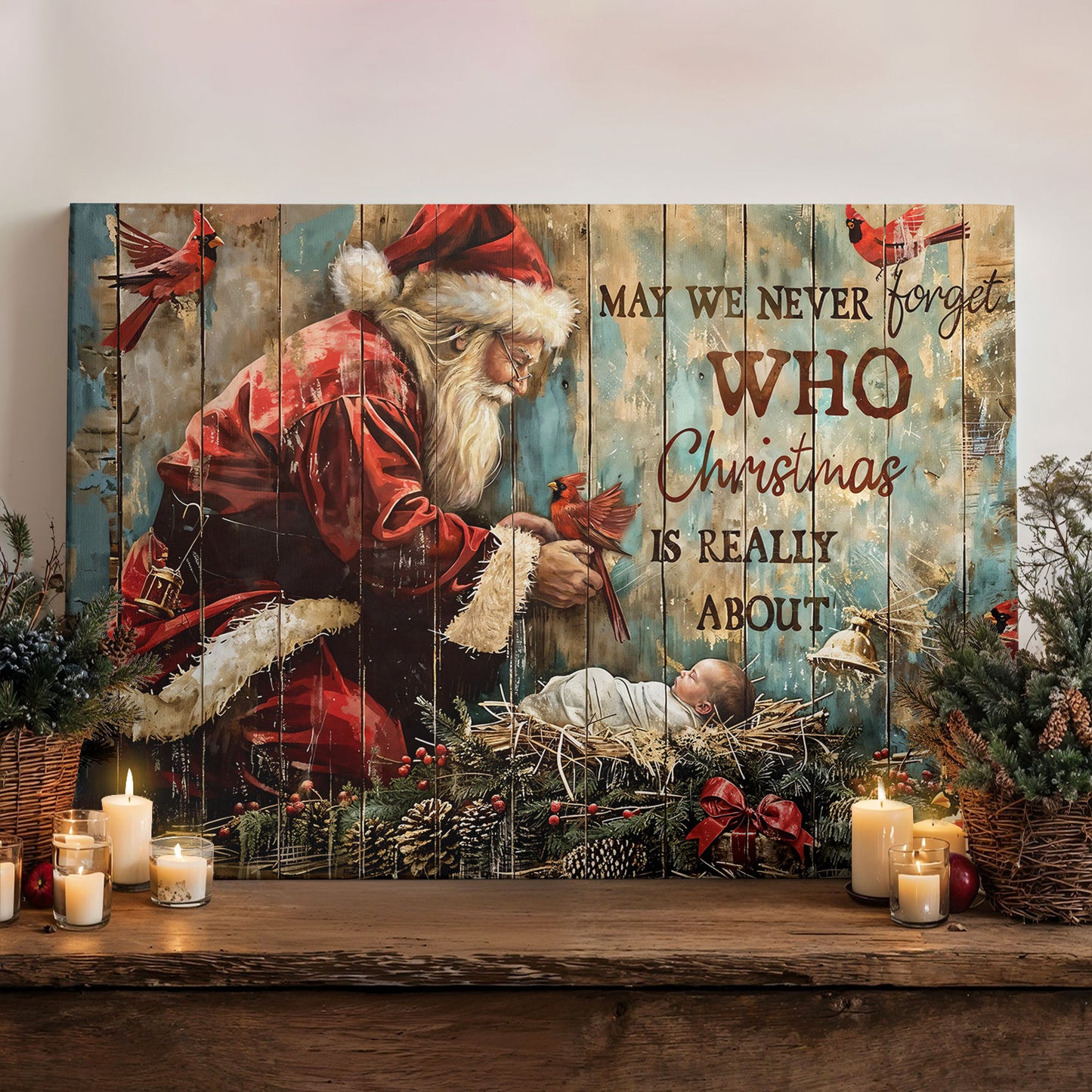Christmas Wooden-Framed Canvas Wall Art Who Christmas Is Really About