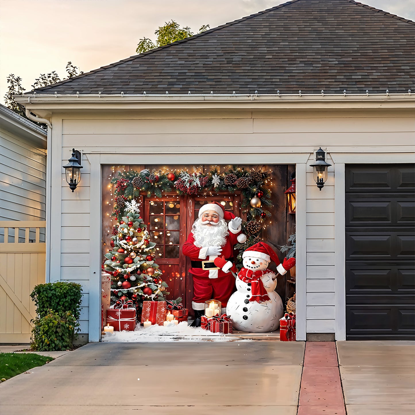 Christmas Garage Door Banner Decoration - Santa’s Warm Welcome Christmas at the Door