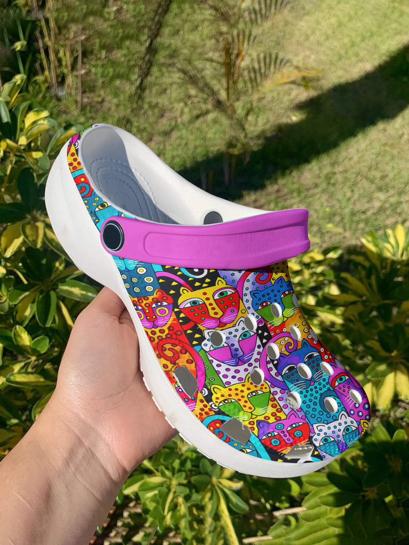 Cat Graphic Clogs Abstract Cats