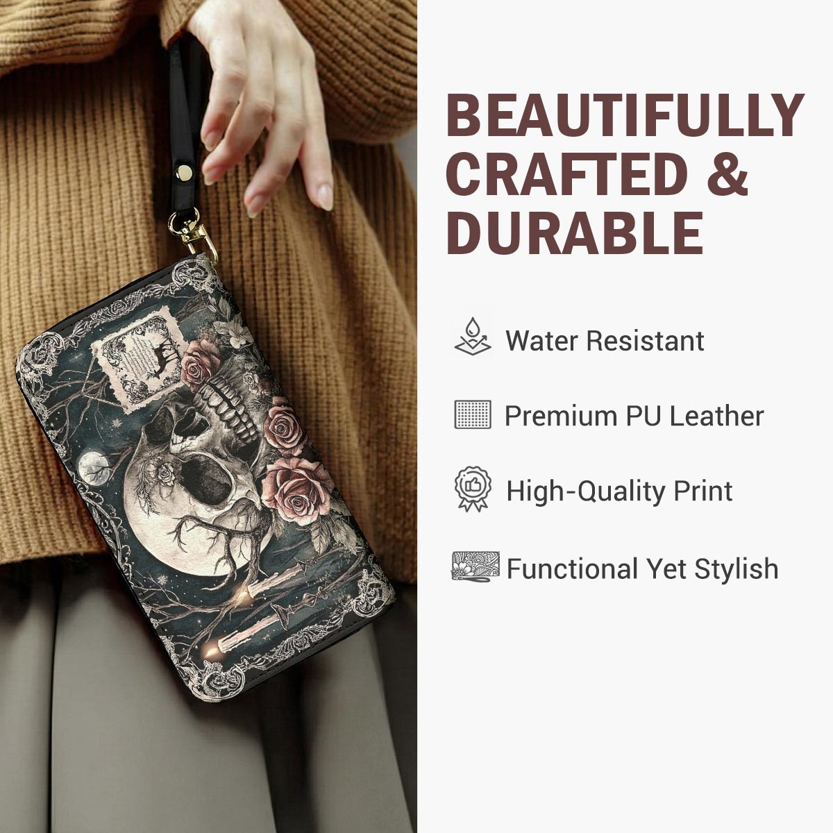 Gothic Skull Leather Wallet The Skull Beneath the Night Garden
