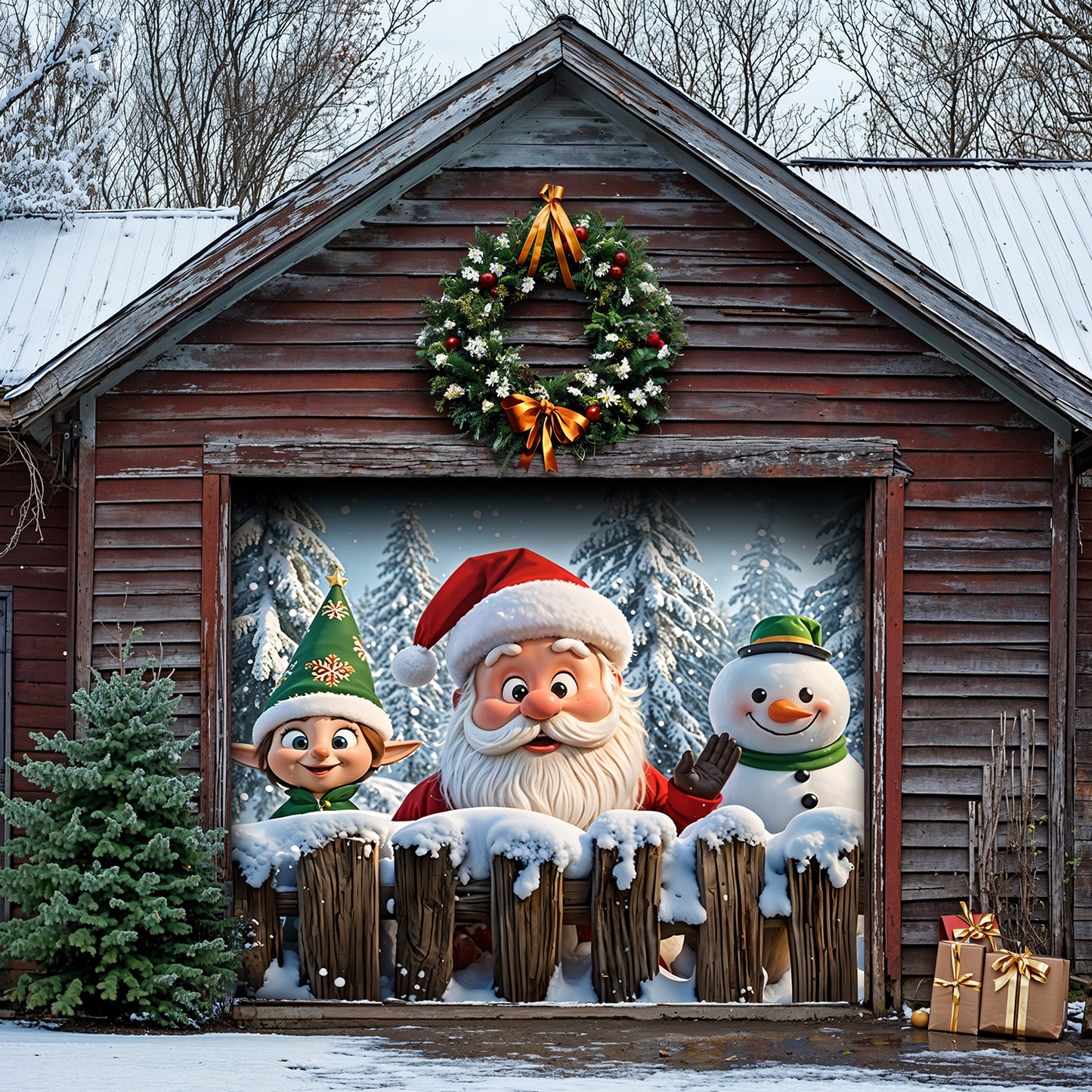 Christmas Garage Door Banner Decoration - Santa’s Jolly Crew