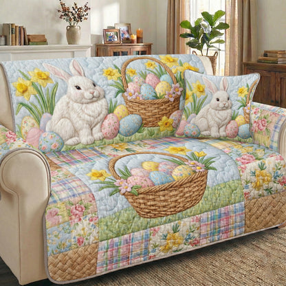 Easter Quilted Sofa Cover Spring Bunny Bliss