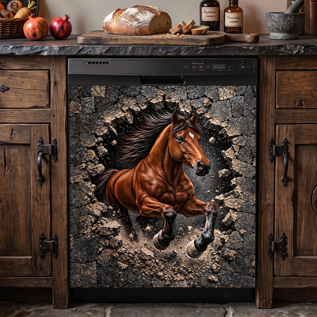Horse Magnetic Dishwasher Cover Breakthrough Stallion