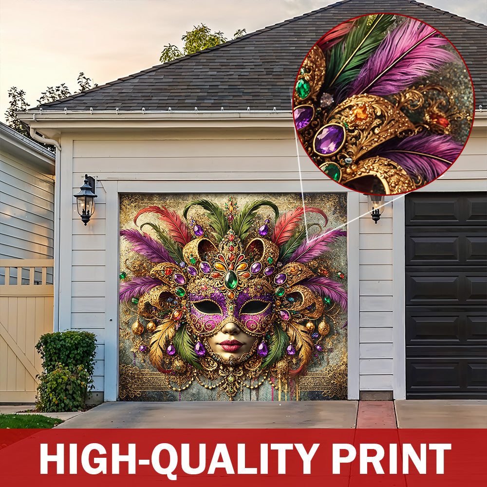 Mardi Gras Garage Door Banner Decoration - Queen of Carnival Radiance