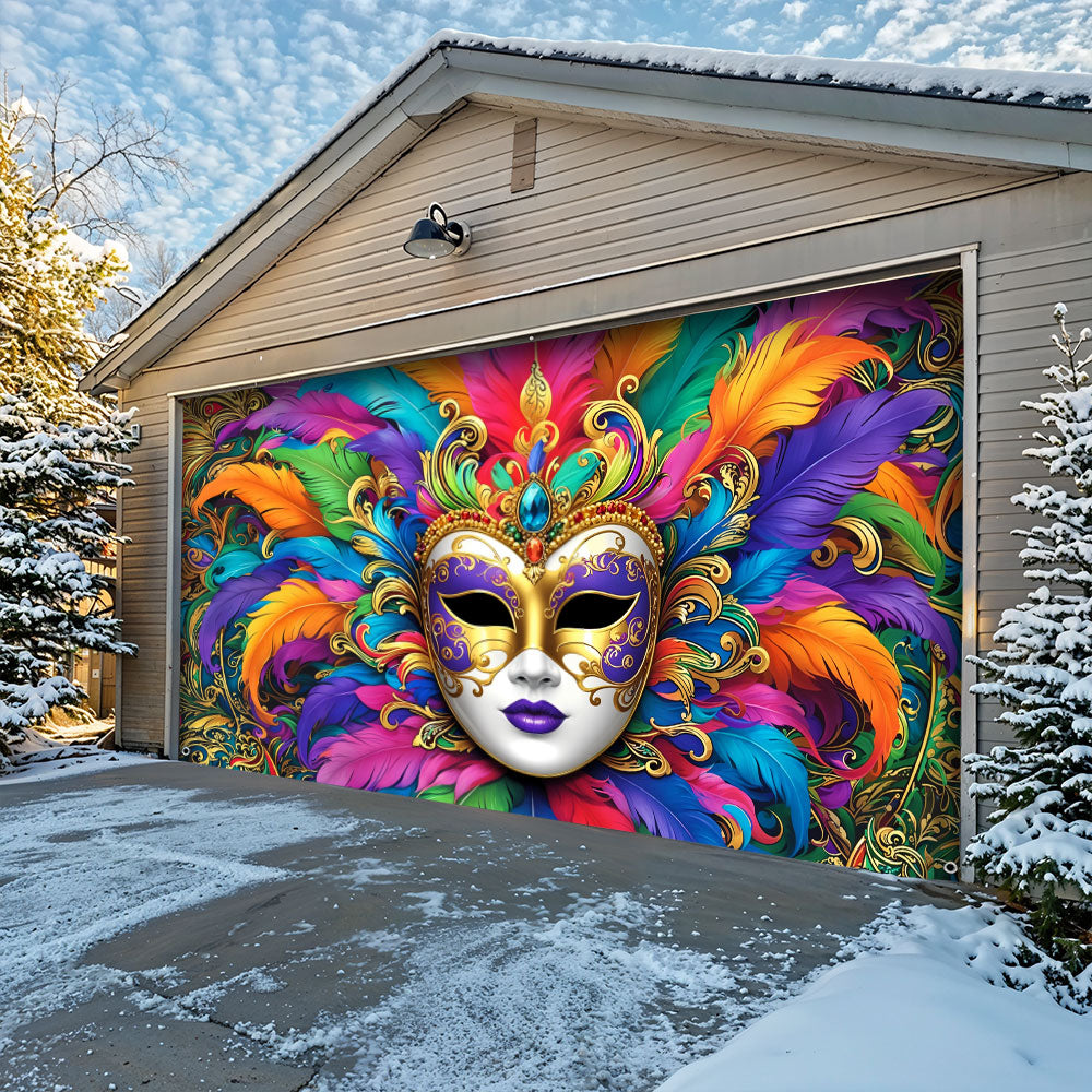 Mardi Gras Garage Door Banner Decoration - Radiant Carnival Queen