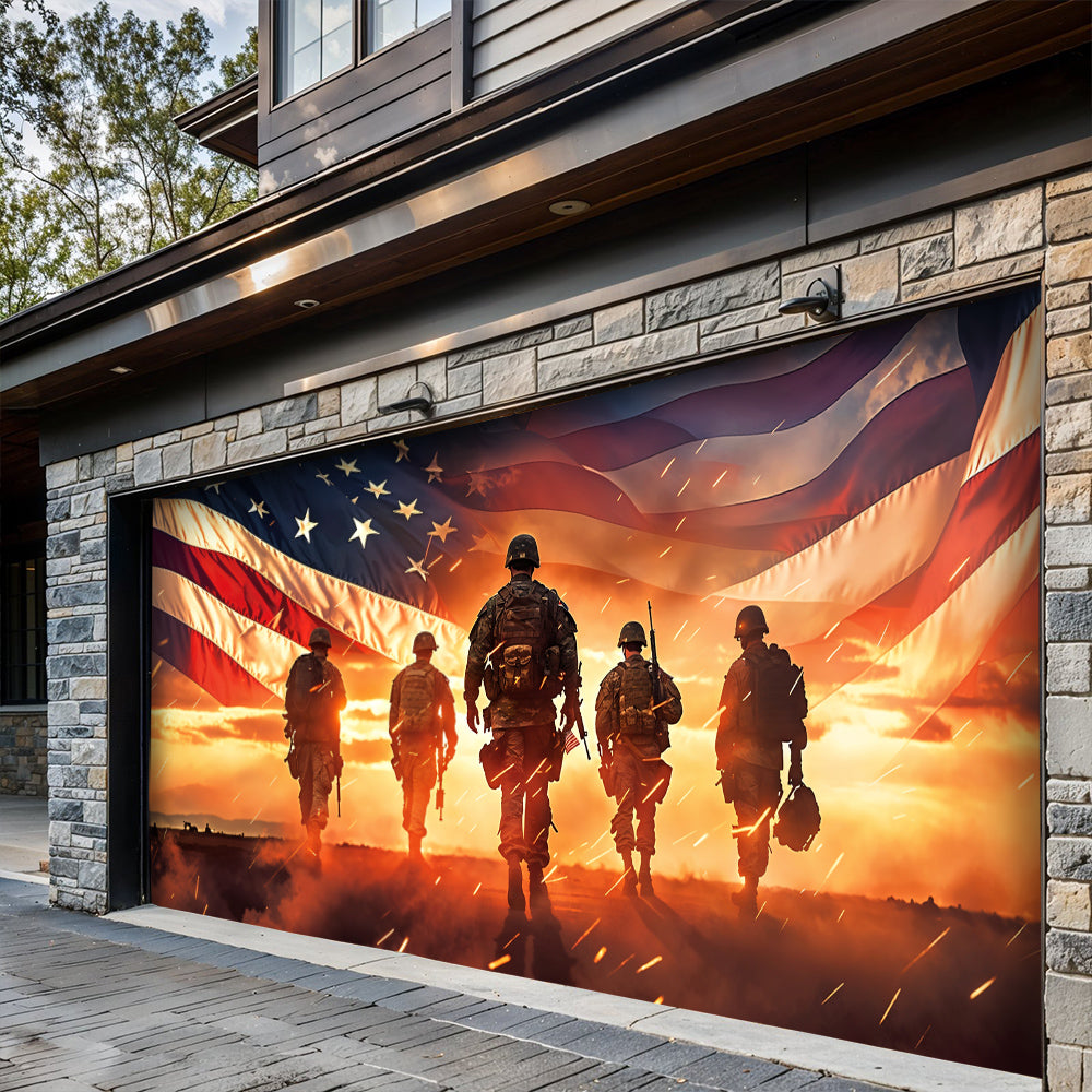 Patriotic Garage Door Banner - Defenders of the Flag Honoring Our Heroes