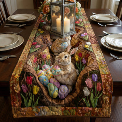 Easter Quilted Table Runner Bunnies of the Spring Burrow
